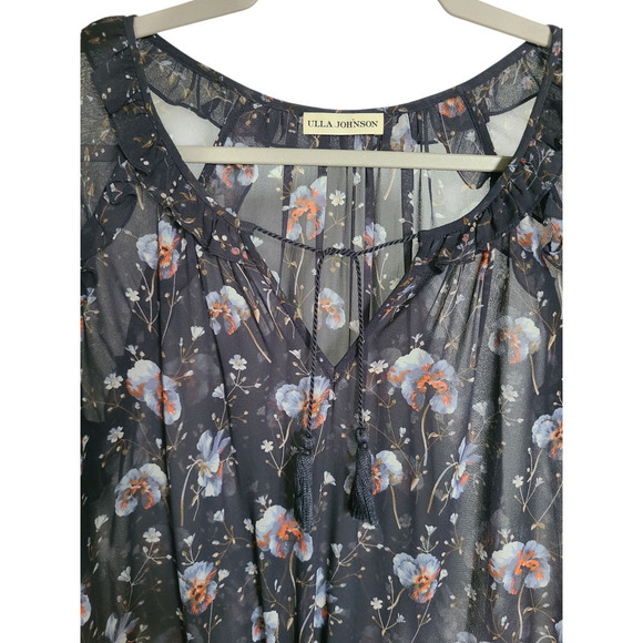 Ulla Johnson Dakota Floral Silk Mini Dress in Midnight Size 2 - Picture 5 of 9